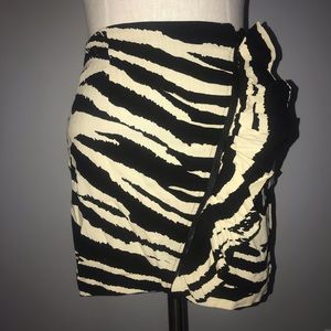 Free people zebra asymmetric zip up mini skirt